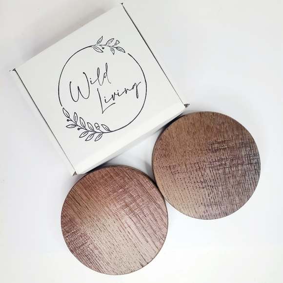 Oak Wine Wood Coasters Set of 4 - Picture 4 of 8